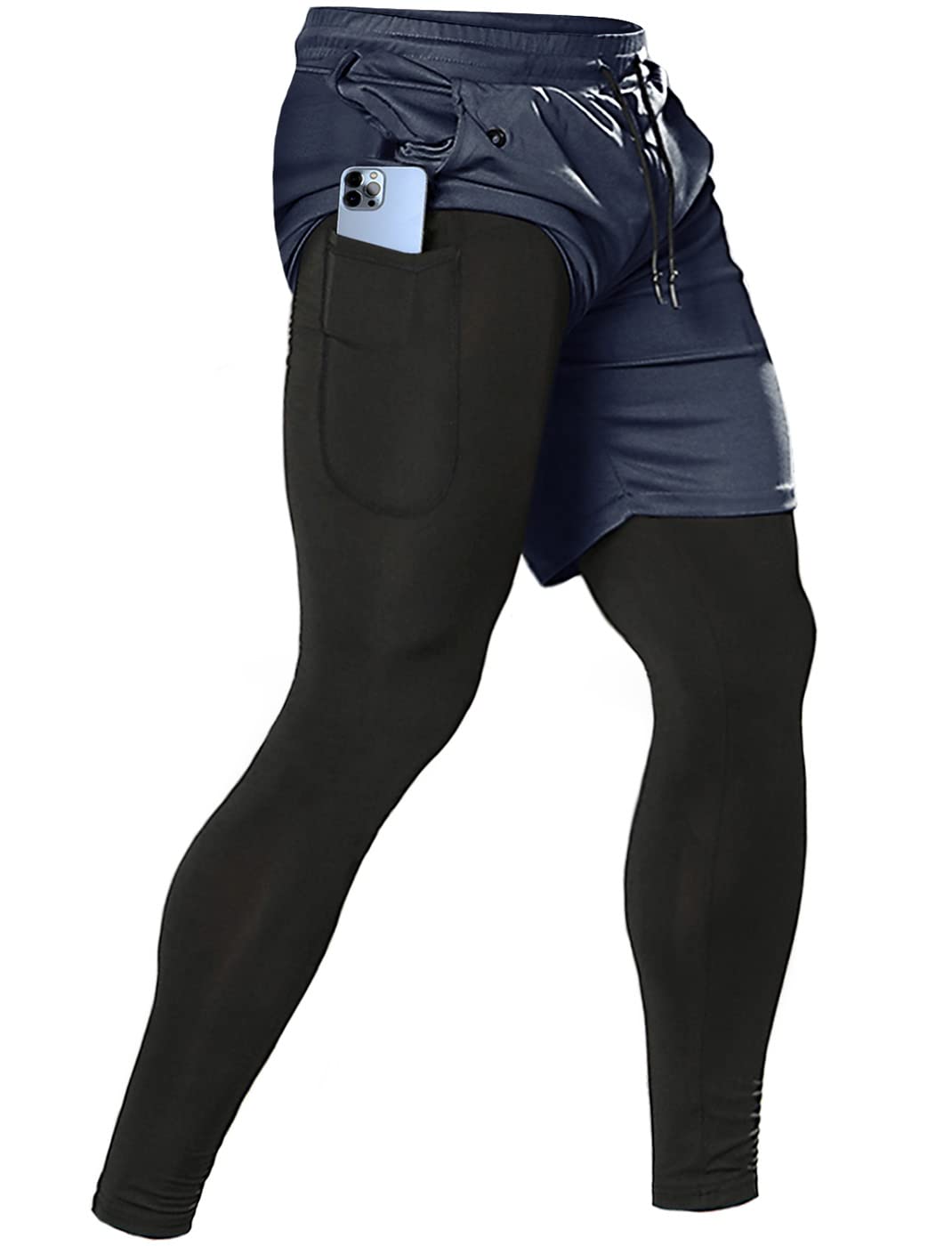Men's 2-in-1 Running Pants – Gym Workout Compression Training Tights