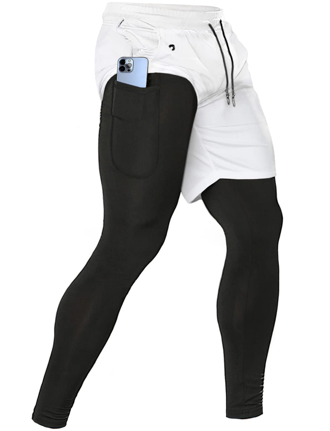Men's 2-in-1 Running Pants – Gym Workout Compression Training Tights