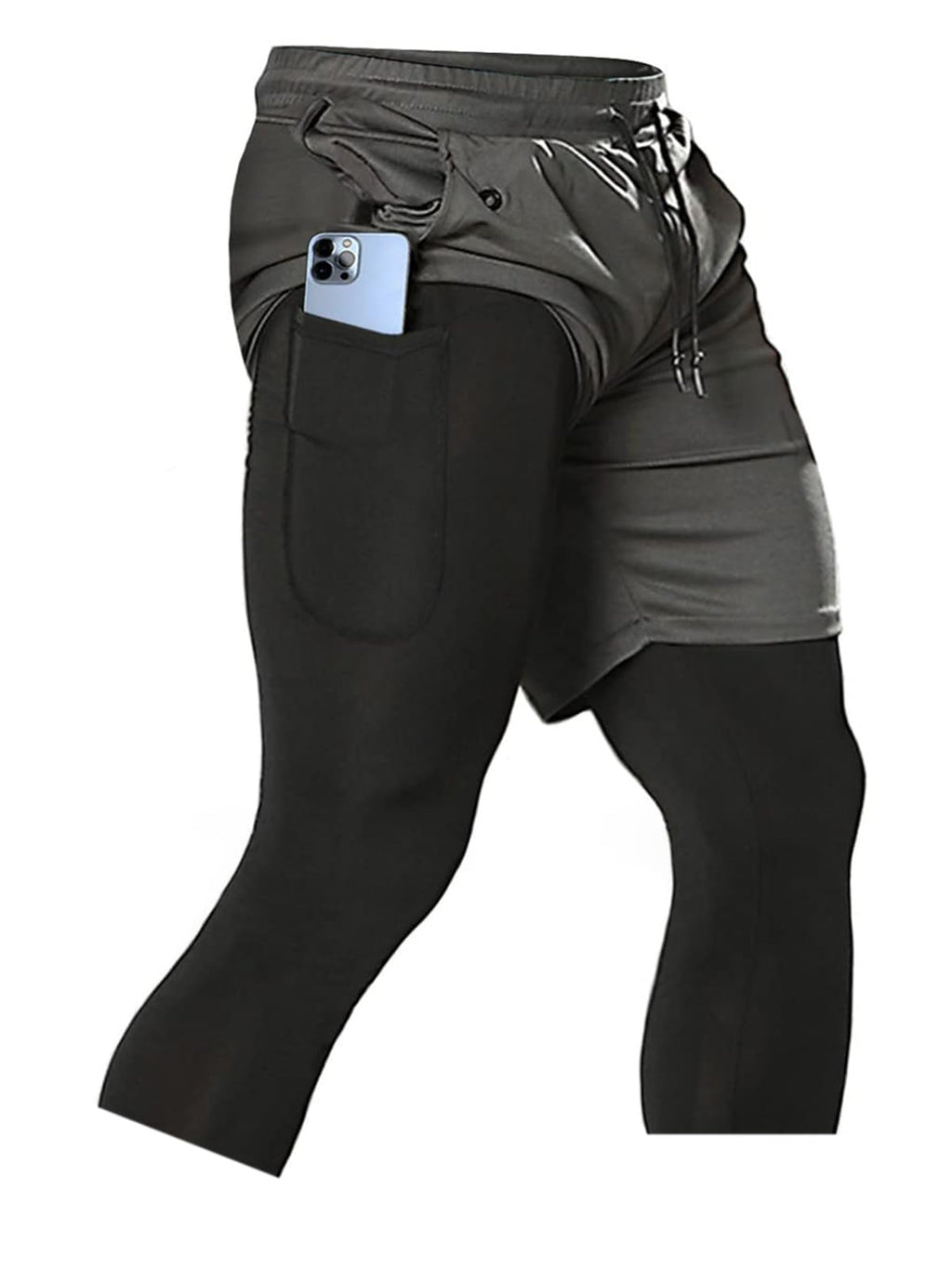 Men's 2-in-1 Running Pants – Gym Workout Compression Training Tights
