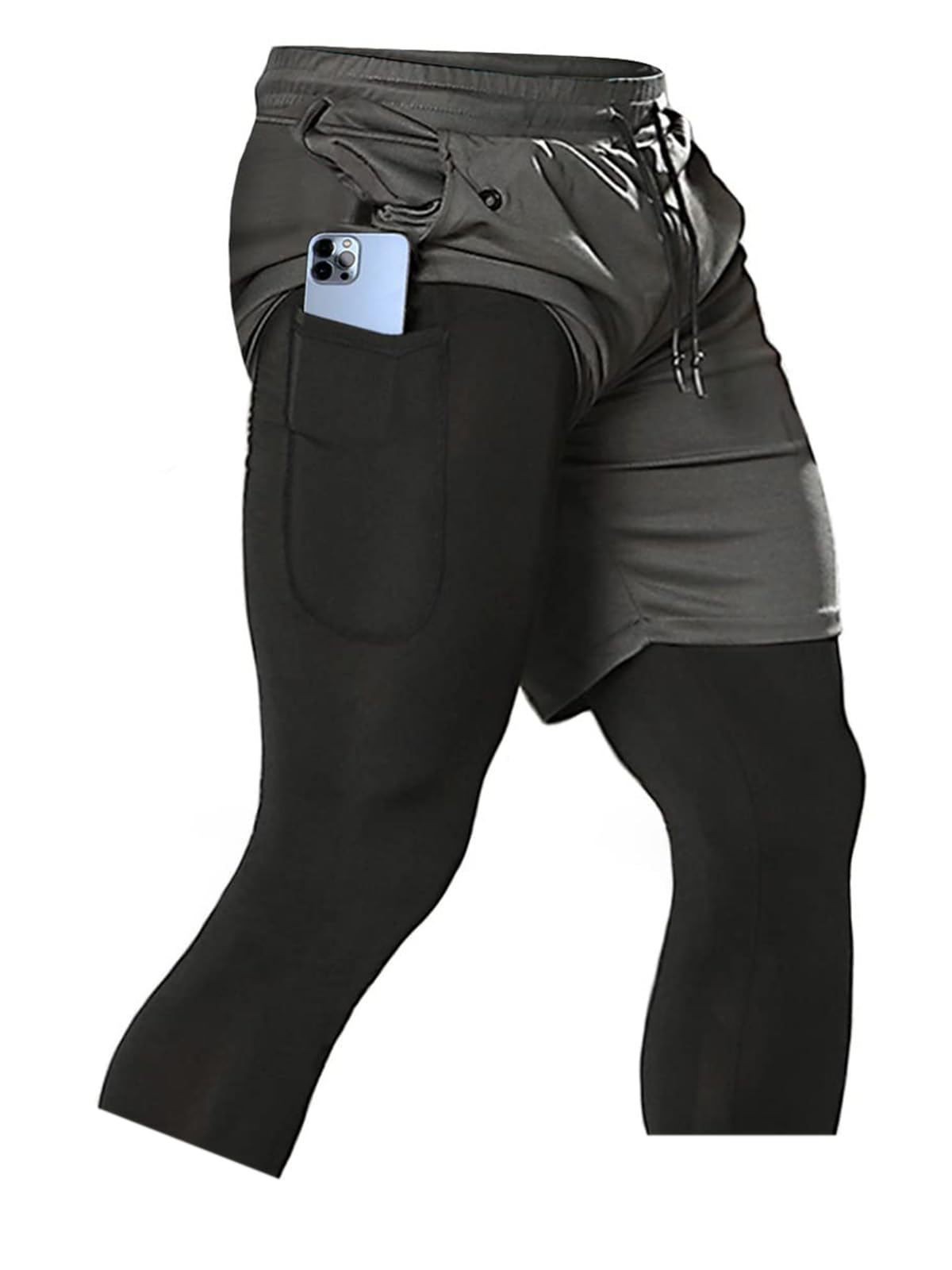 Men's 2-in-1 Running Pants – Gym Workout Compression Training Tights