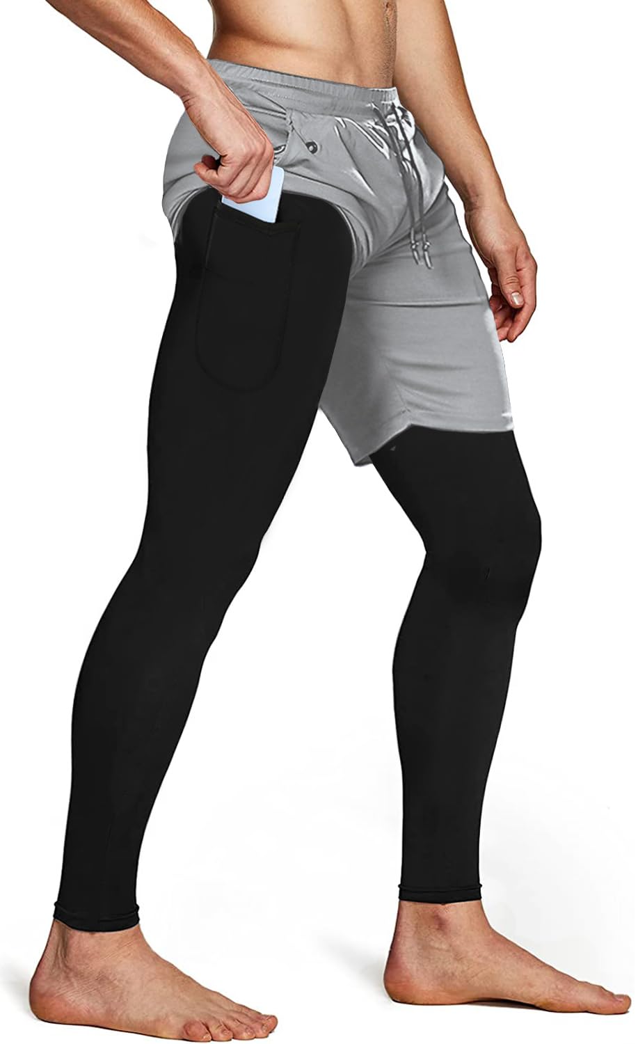 Men's 2-in-1 Running Pants – Gym Workout Compression Training Tights