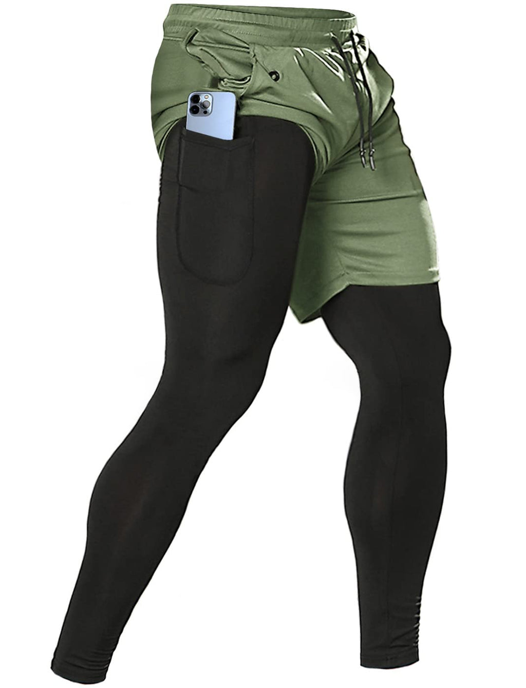 Men's 2-in-1 Running Pants – Gym Workout Compression Training Tights