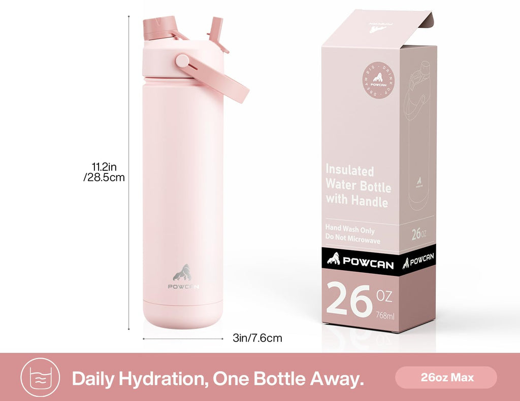 40 oz Insulated Water Bottle – 2-in-1 Straw & Spout Lid, Keeps Cold 24 Hours