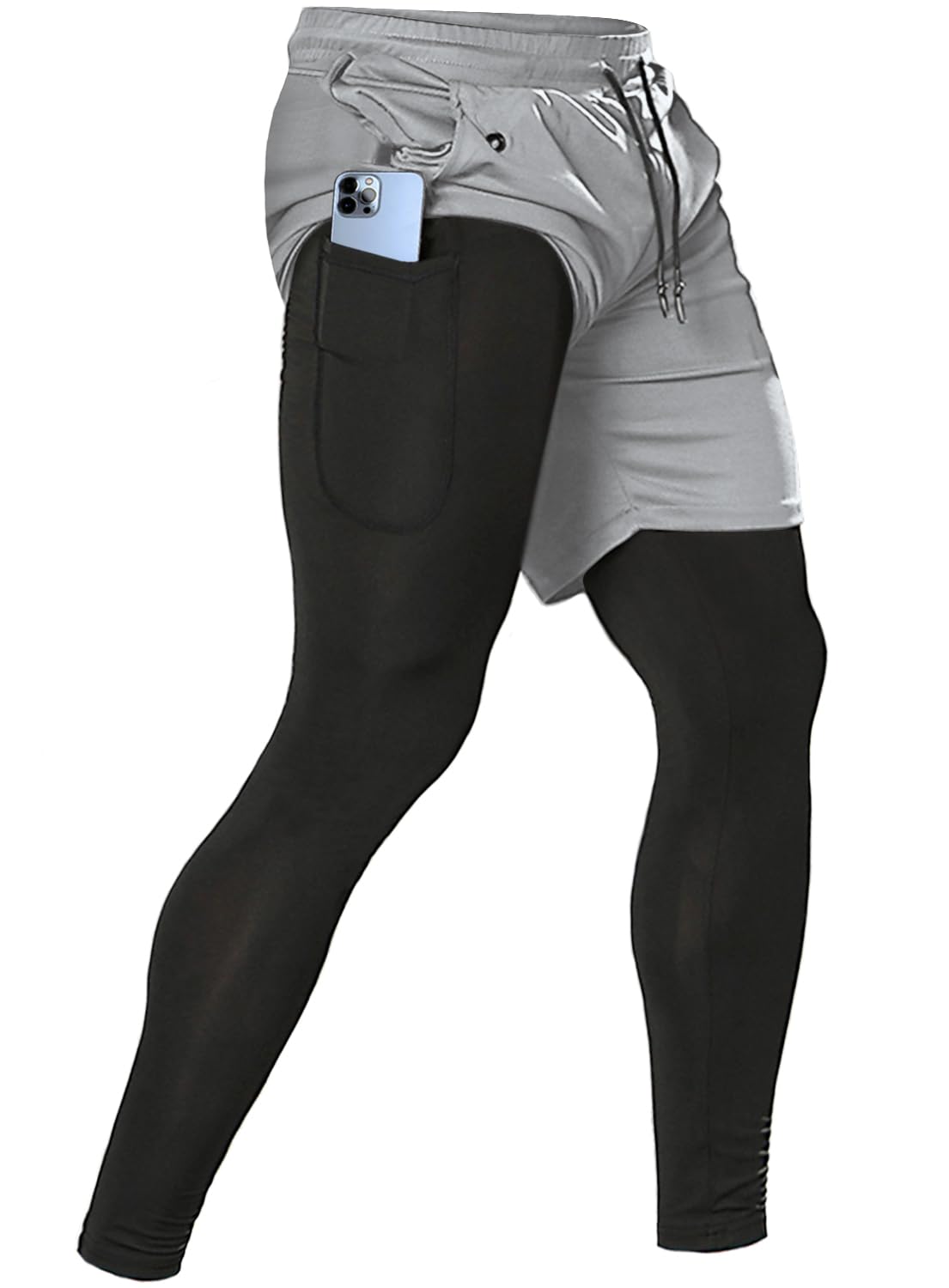 Men's 2-in-1 Running Pants – Gym Workout Compression Training Tights