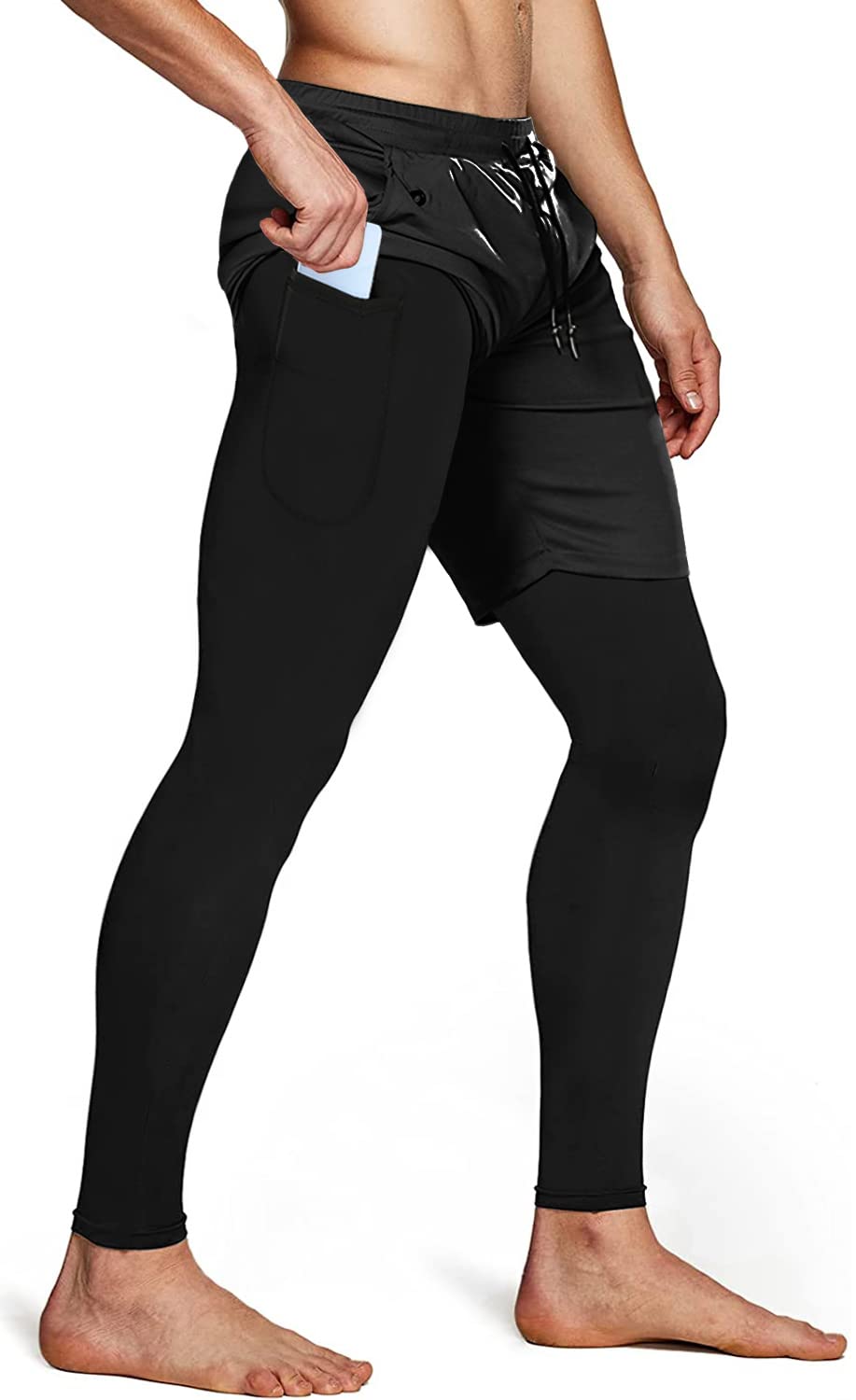 Men's 2-in-1 Running Pants – Gym Workout Compression Training Tights