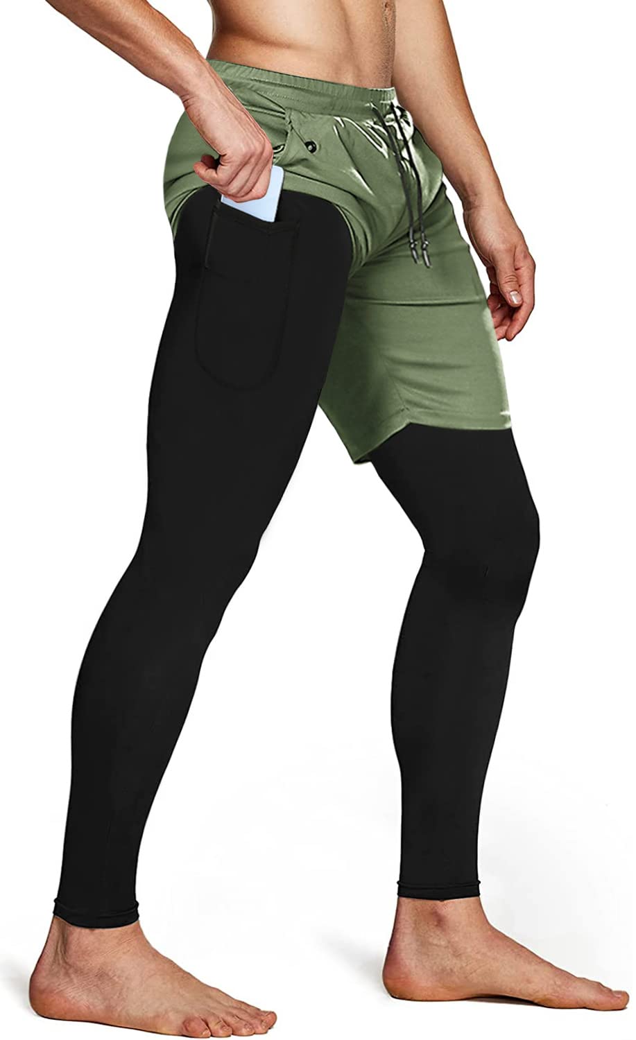 Men's 2-in-1 Running Pants – Gym Workout Compression Training Tights