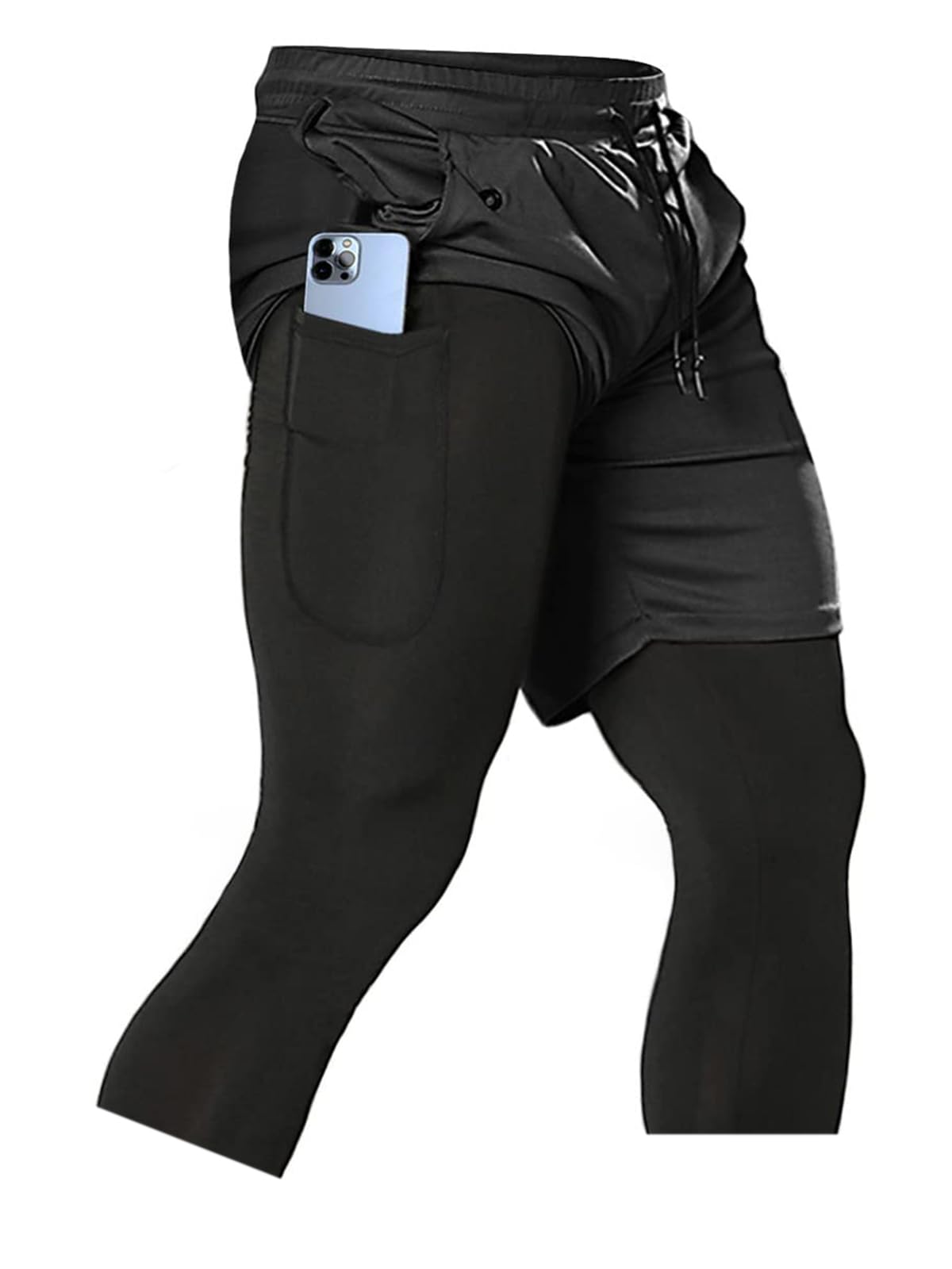 Men's 2-in-1 Running Pants – Gym Workout Compression Training Tights