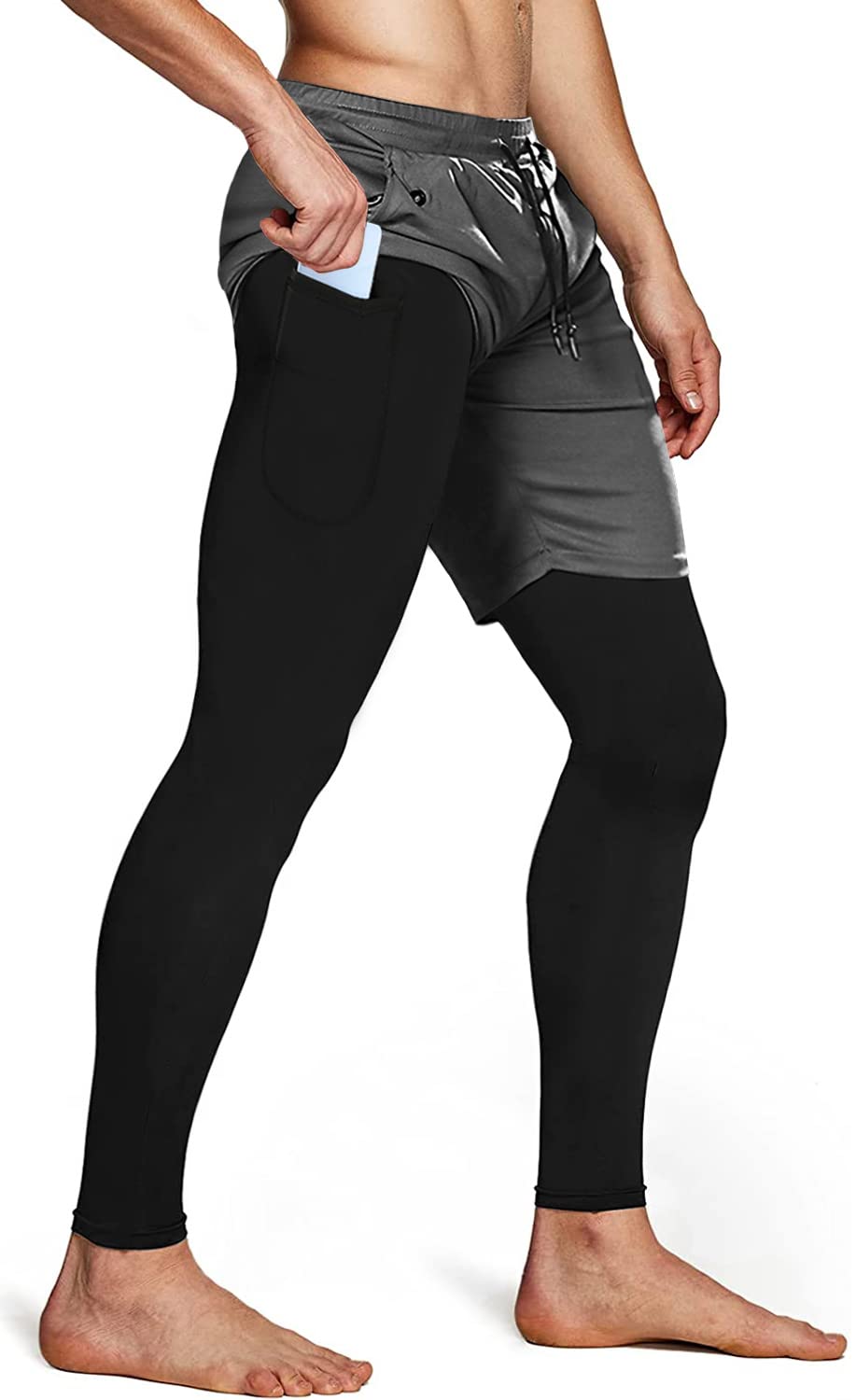 Men's 2-in-1 Running Pants – Gym Workout Compression Training Tights