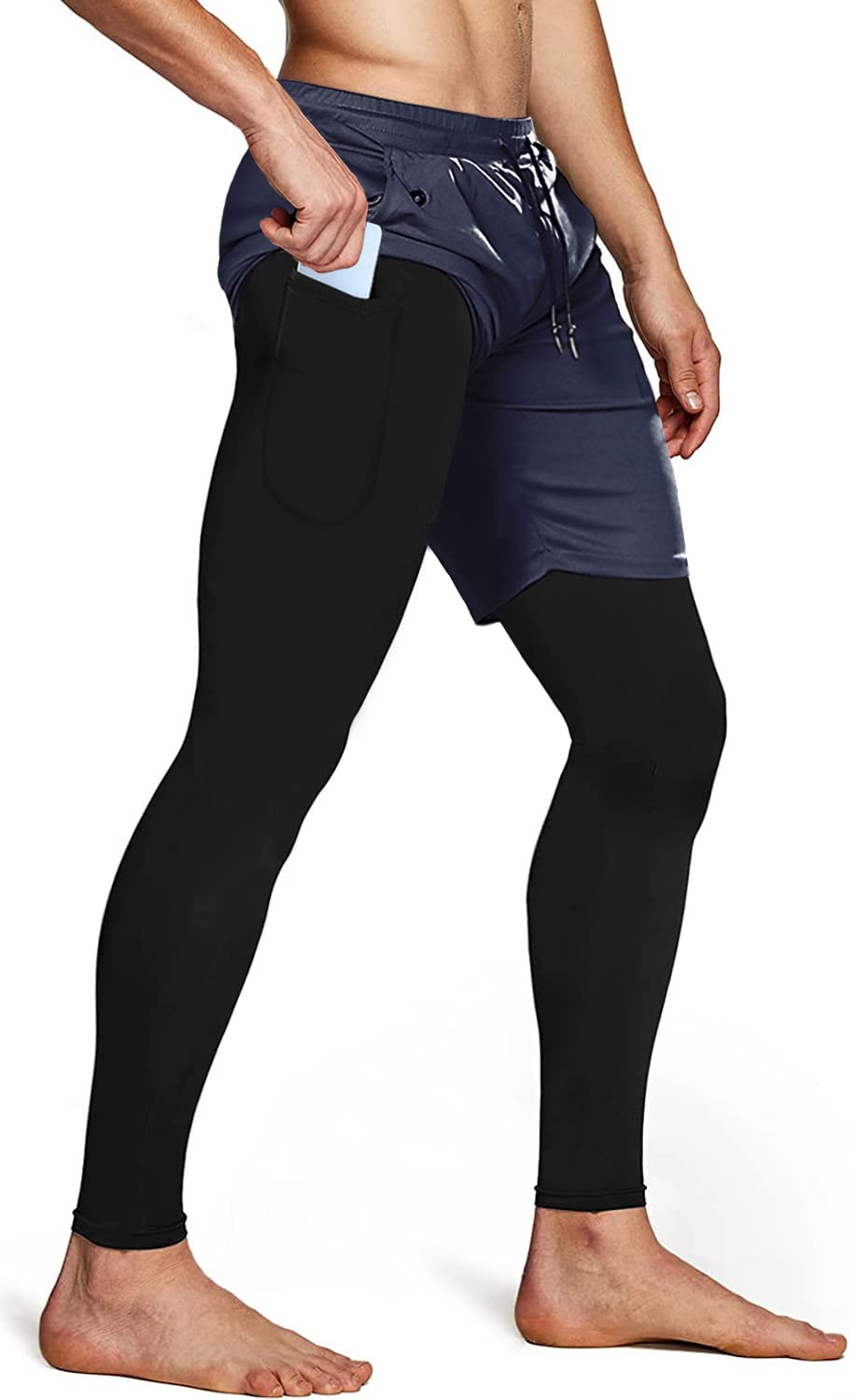 Men's 2-in-1 Running Pants – Gym Workout Compression Training Tights