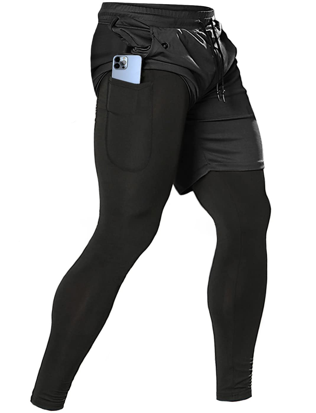Men's 2-in-1 Running Pants – Gym Workout Compression Training Tights