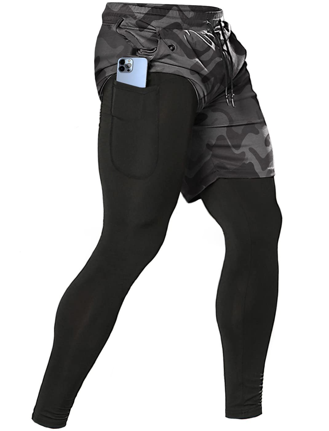 Men's 2-in-1 Running Pants – Gym Workout Compression Training Tights