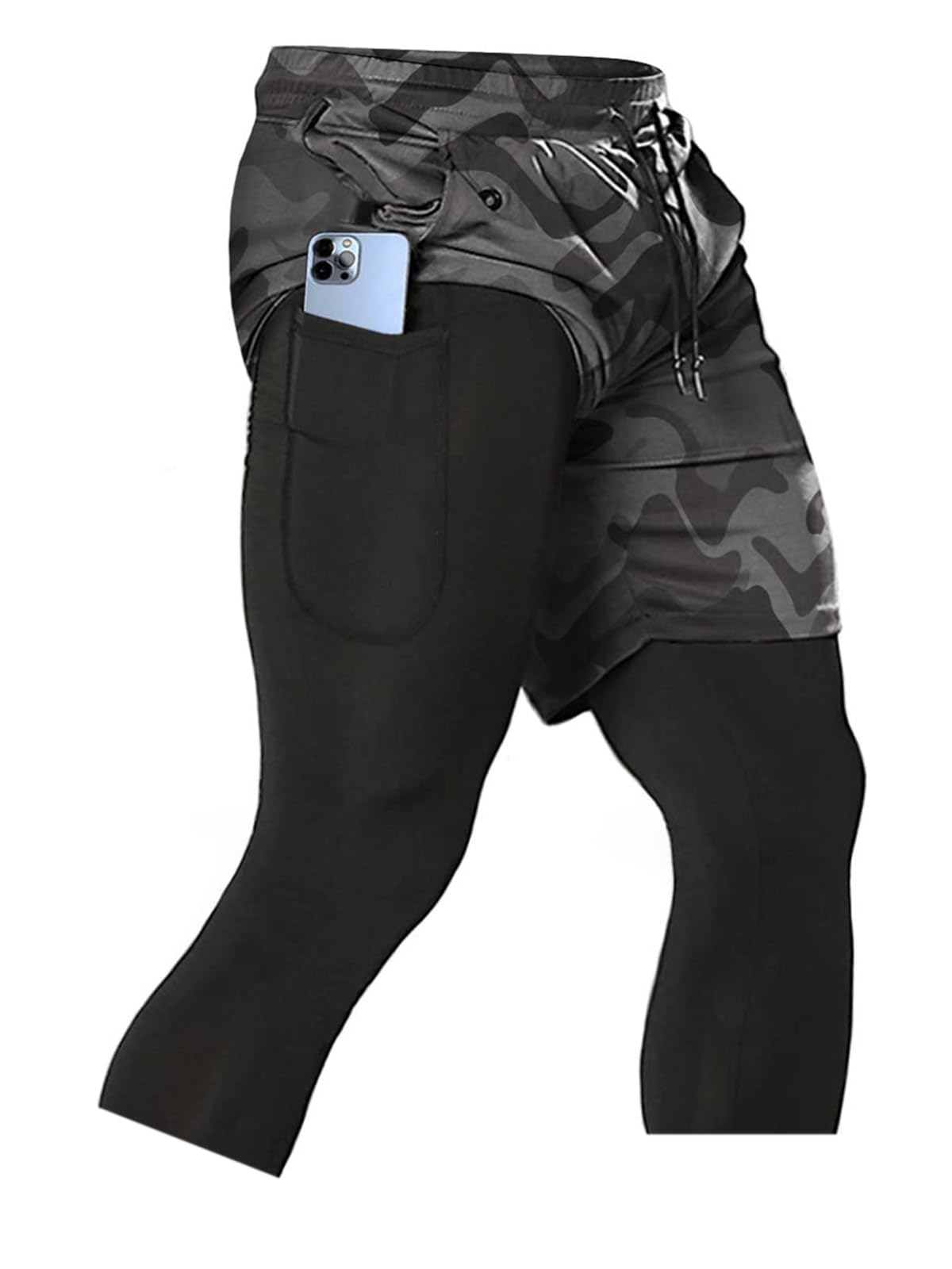 Men's 2-in-1 Running Pants – Gym Workout Compression Training Tights
