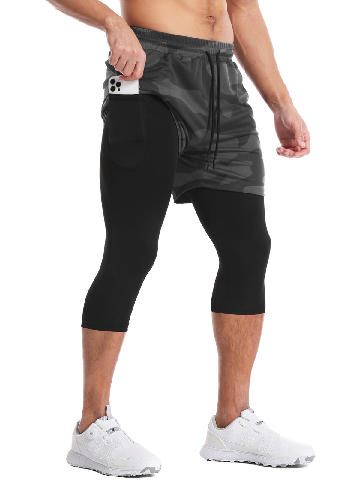 Men's 2-in-1 Running Pants – Gym Workout Compression Training Tights