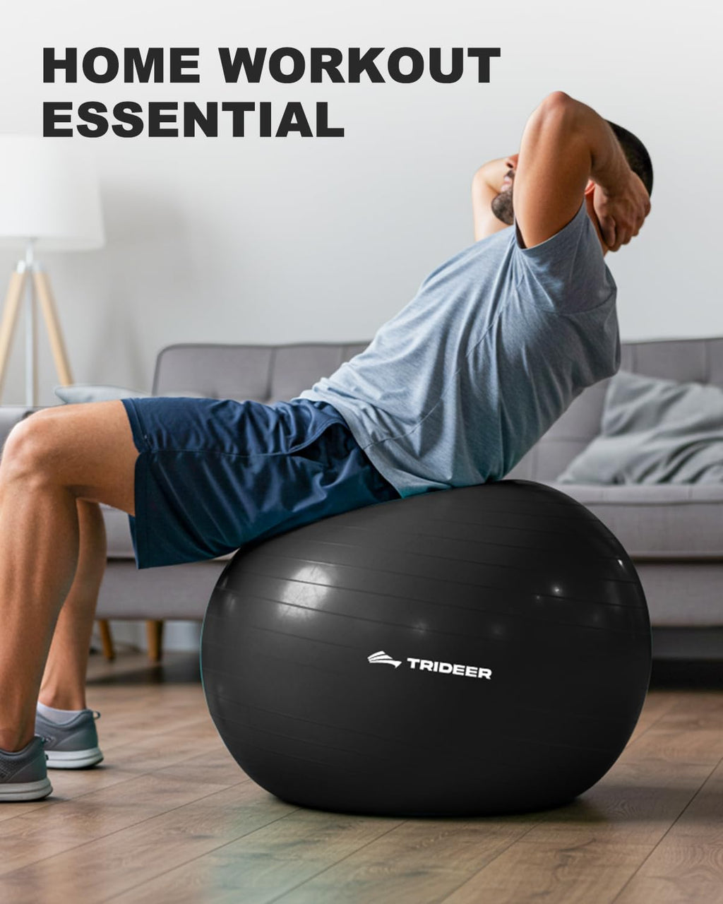 Exercise Ball for Yoga, Pilates & Core – Anti-Burst Stability Ball with Quick Pump