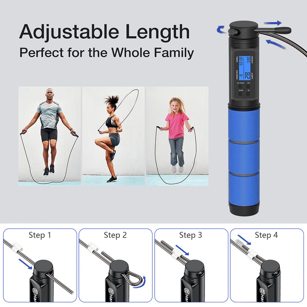 Jump Rope with Counter – Adjustable Speed Skipping Rope with Ball Bearings