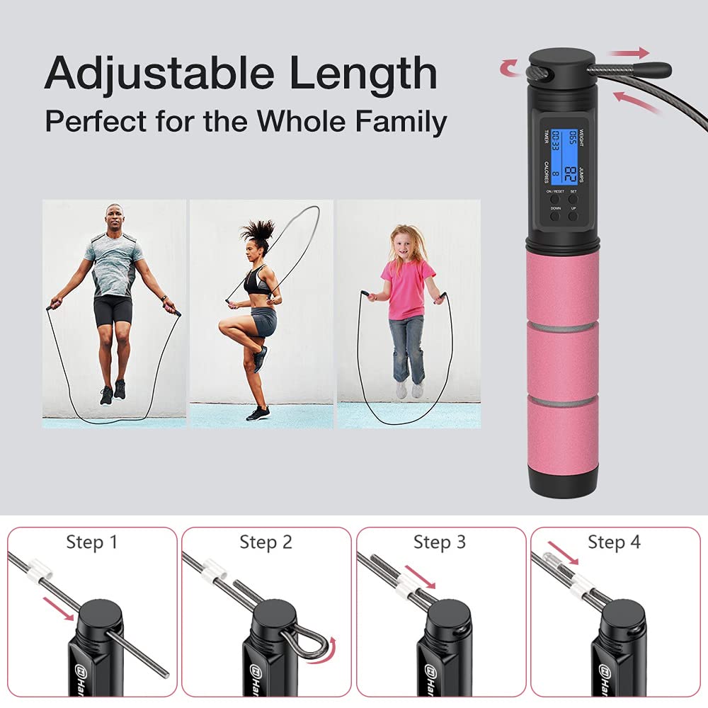 Jump Rope with Counter – Adjustable Speed Skipping Rope with Ball Bearings