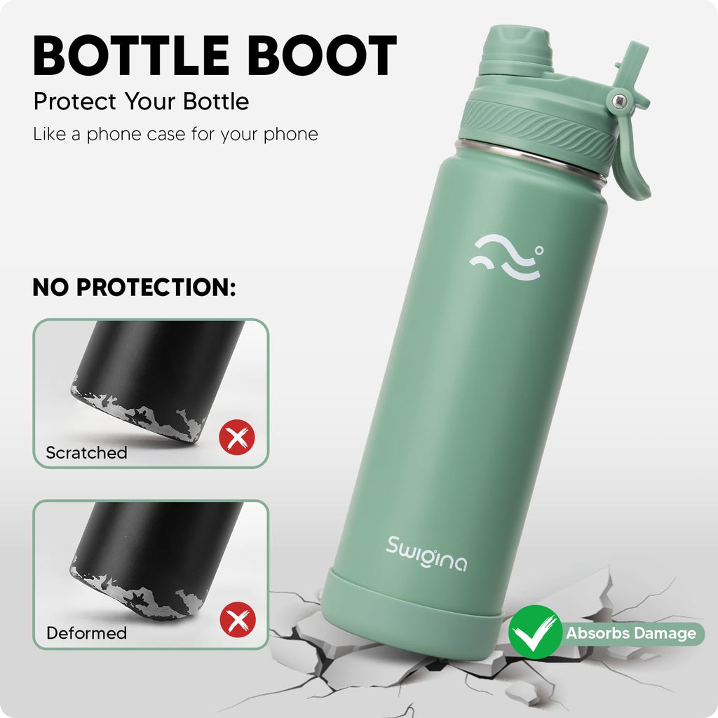 Insulated Water Bottle with Silicone Boot – 24 oz, Cold 36 Hrs / Hot 18 Hrs