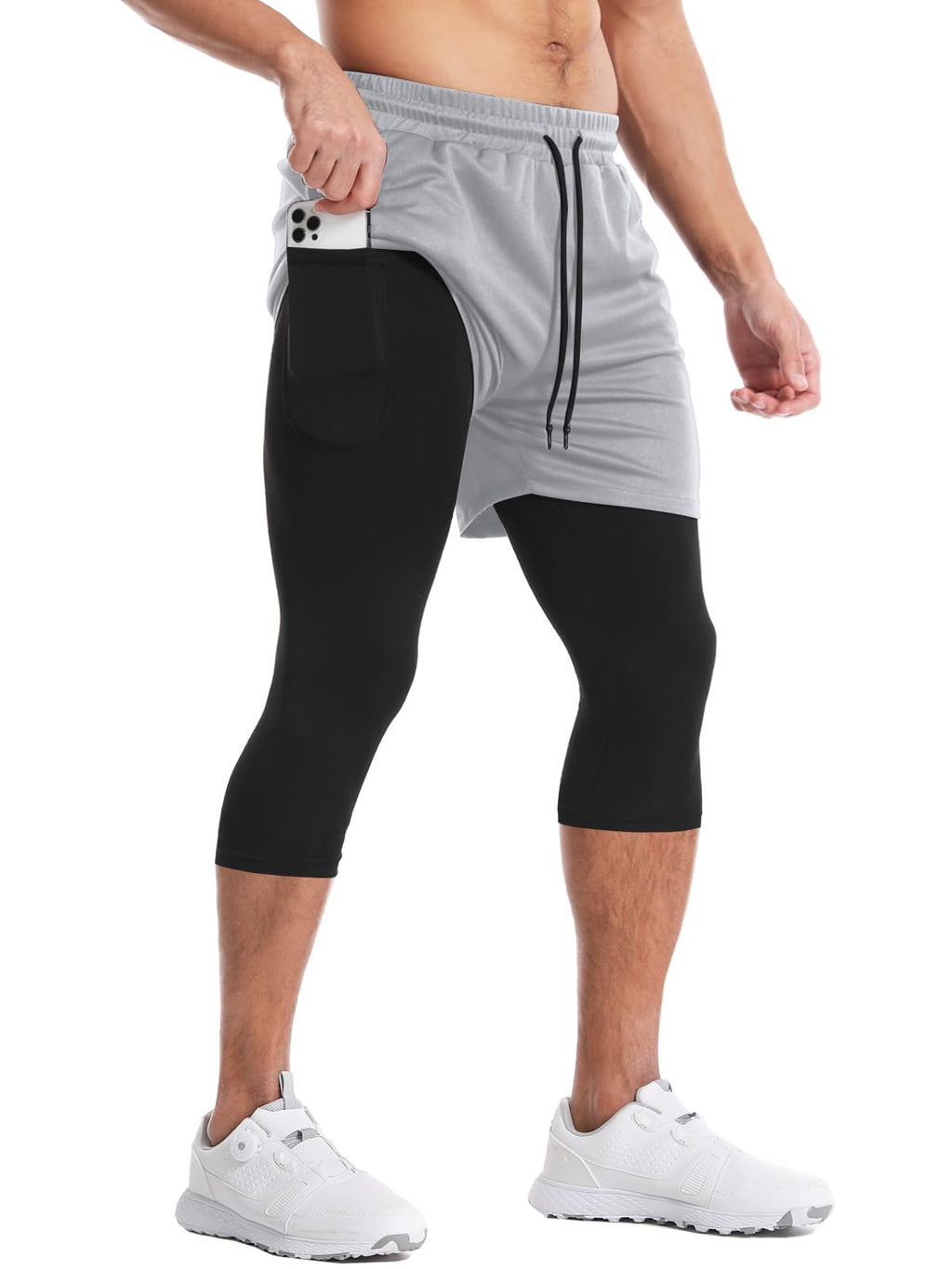 Men's 2-in-1 Running Pants – Gym Workout Compression Training Tights