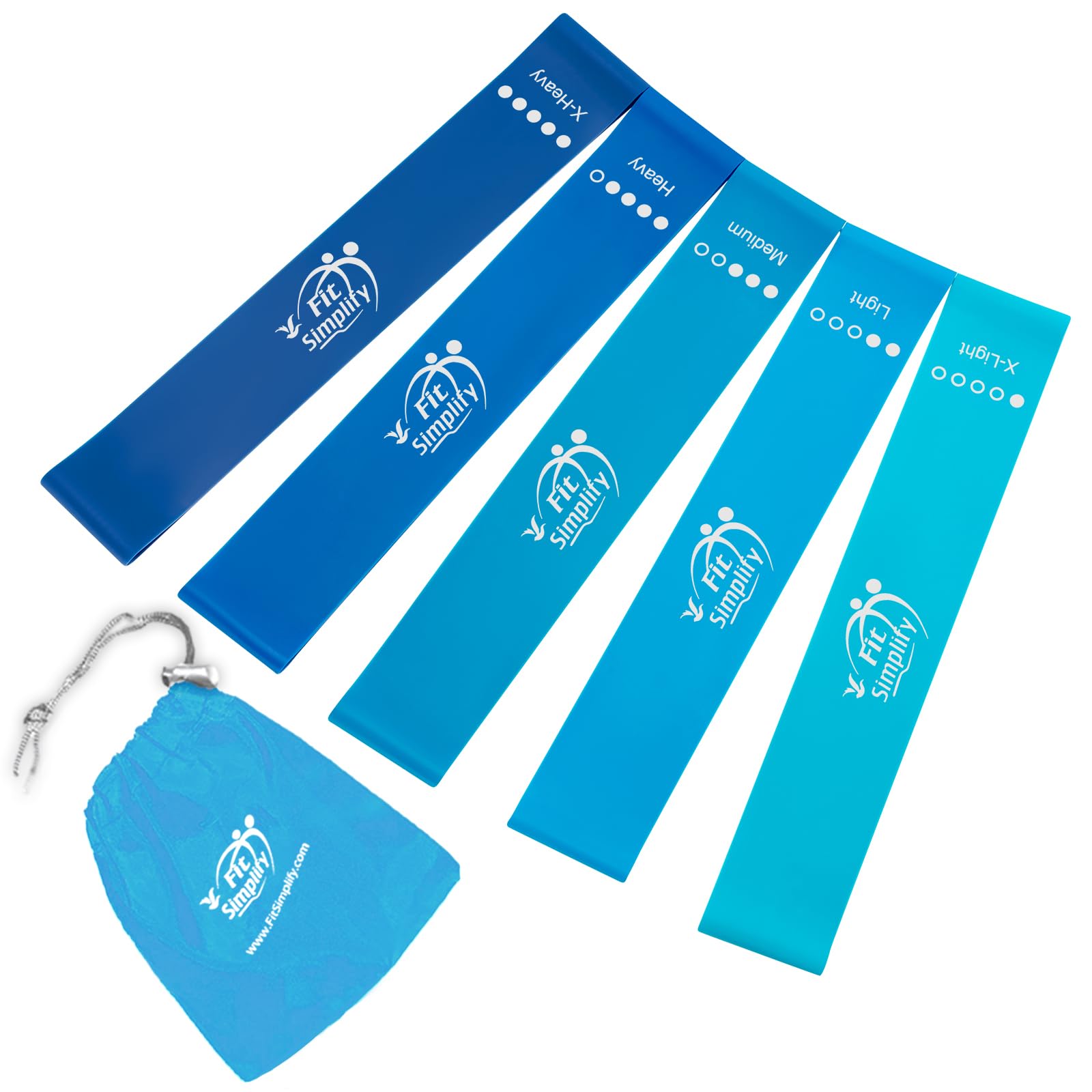 Resistance Loop Bands Set of 5 – Exercise Bands with Guide & Carry Bag