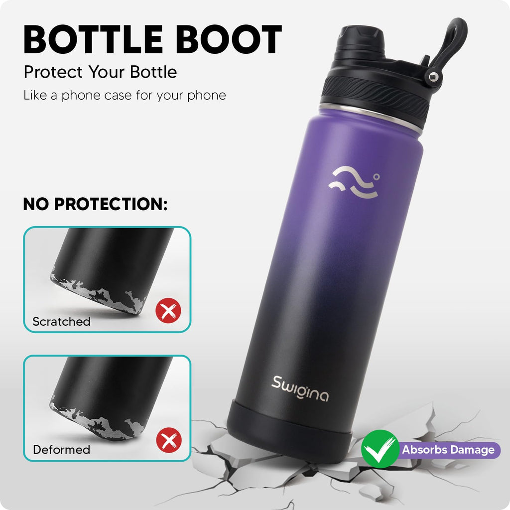 Insulated Water Bottle with Silicone Boot – 24 oz, Cold 36 Hrs / Hot 18 Hrs