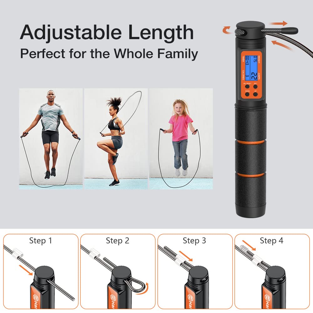 Jump Rope with Counter – Adjustable Speed Skipping Rope with Ball Bearings