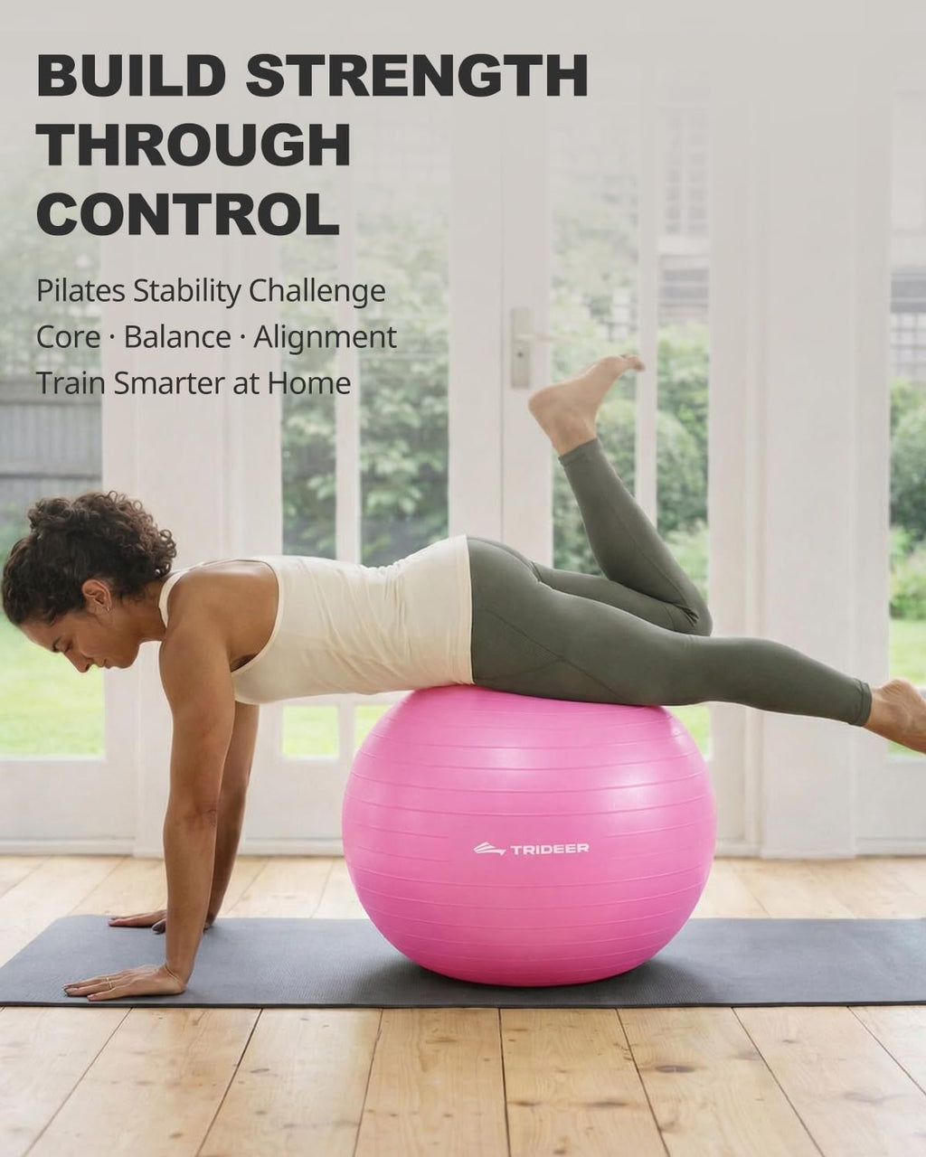 Exercise Ball for Yoga, Pilates & Core – Anti-Burst Stability Ball with Quick Pump