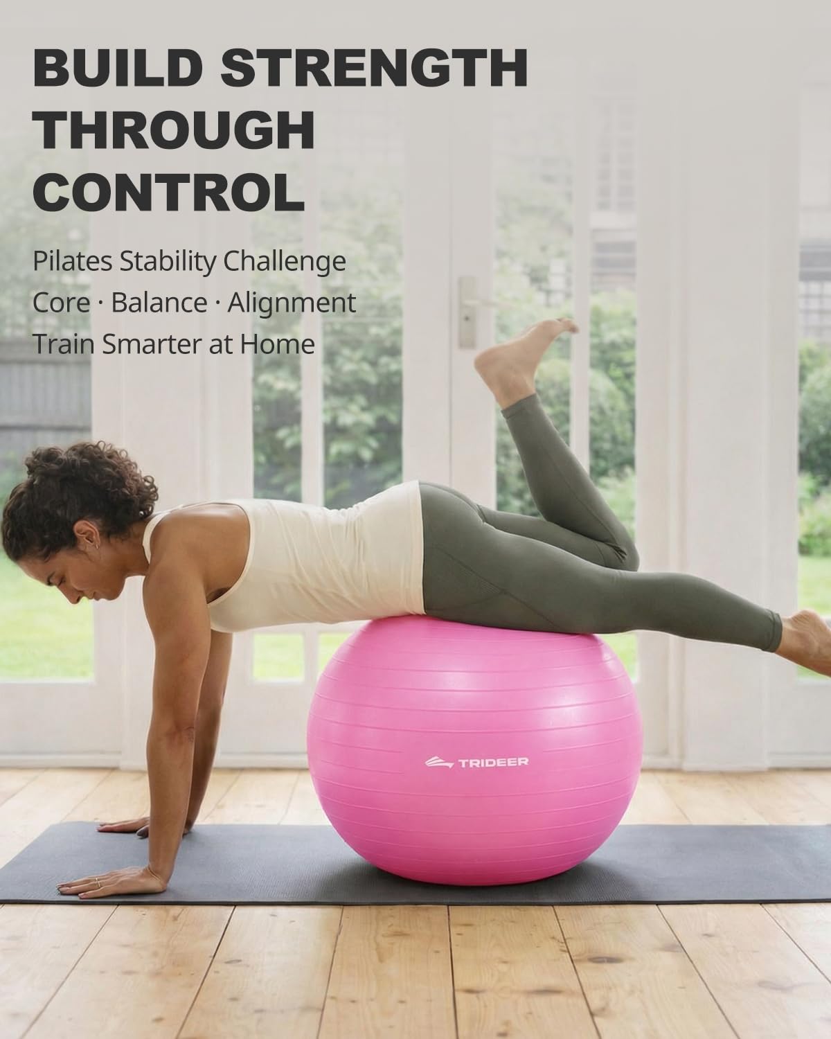 Exercise Ball for Yoga, Pilates & Core – Anti-Burst Stability Ball with Quick Pump