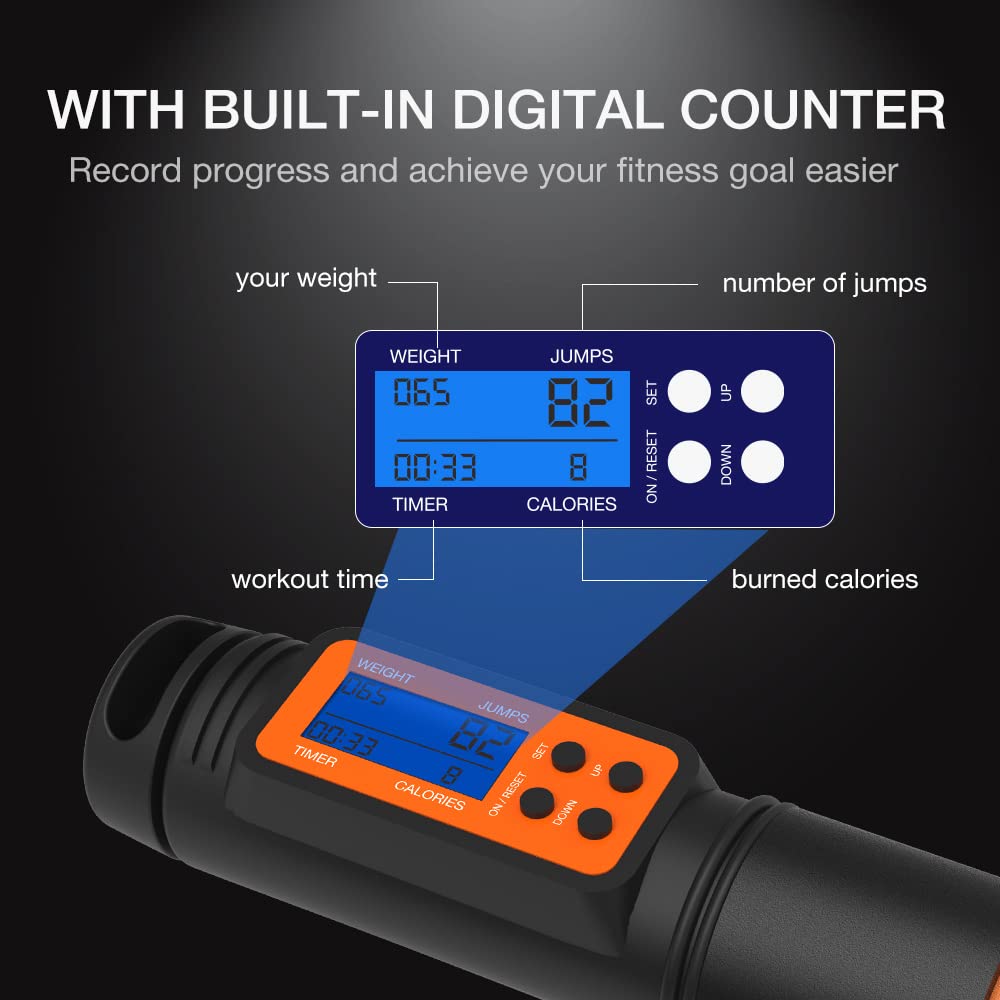 Jump Rope with Counter – Adjustable Speed Skipping Rope with Ball Bearings