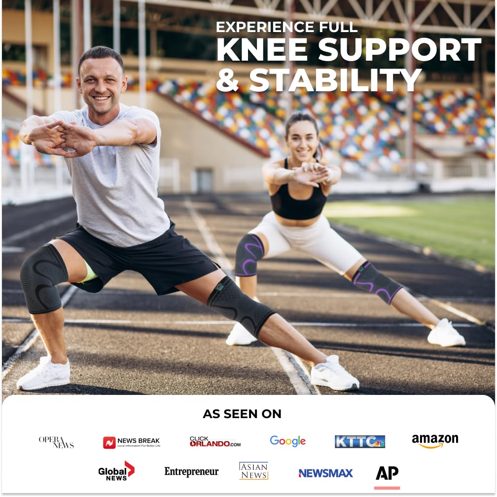 Compression Knee Brace (2-Pack) – Support Sleeves for Workouts & Joint Pain Relief