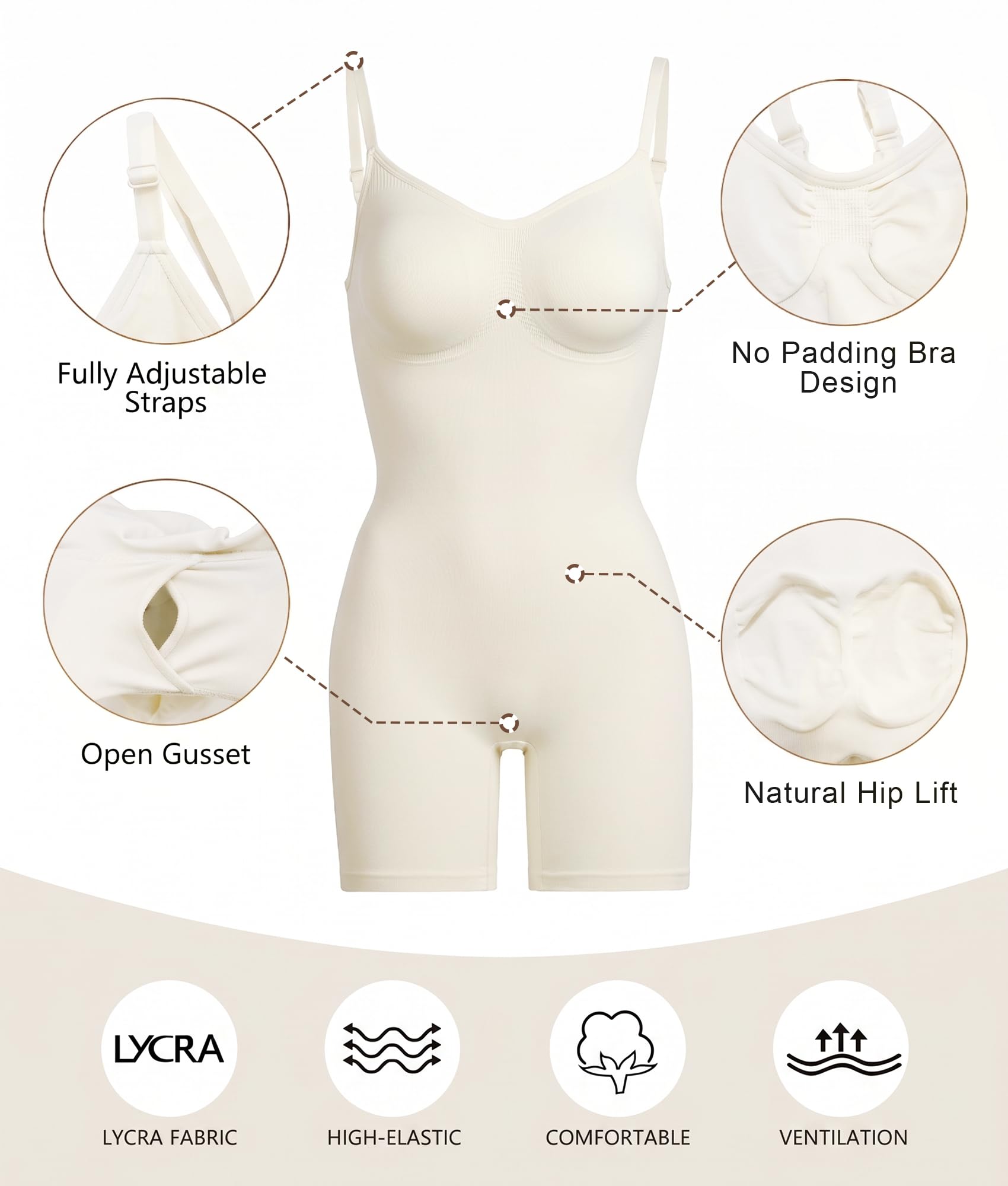 Tummy-Control Bodysuit Shaper – Mid-Thigh Body Shaper Shorts for a Lifted Look