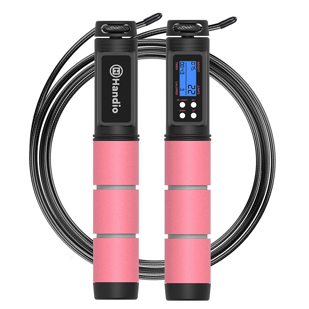 Speed jump rope with digital counter and ball bearing handles