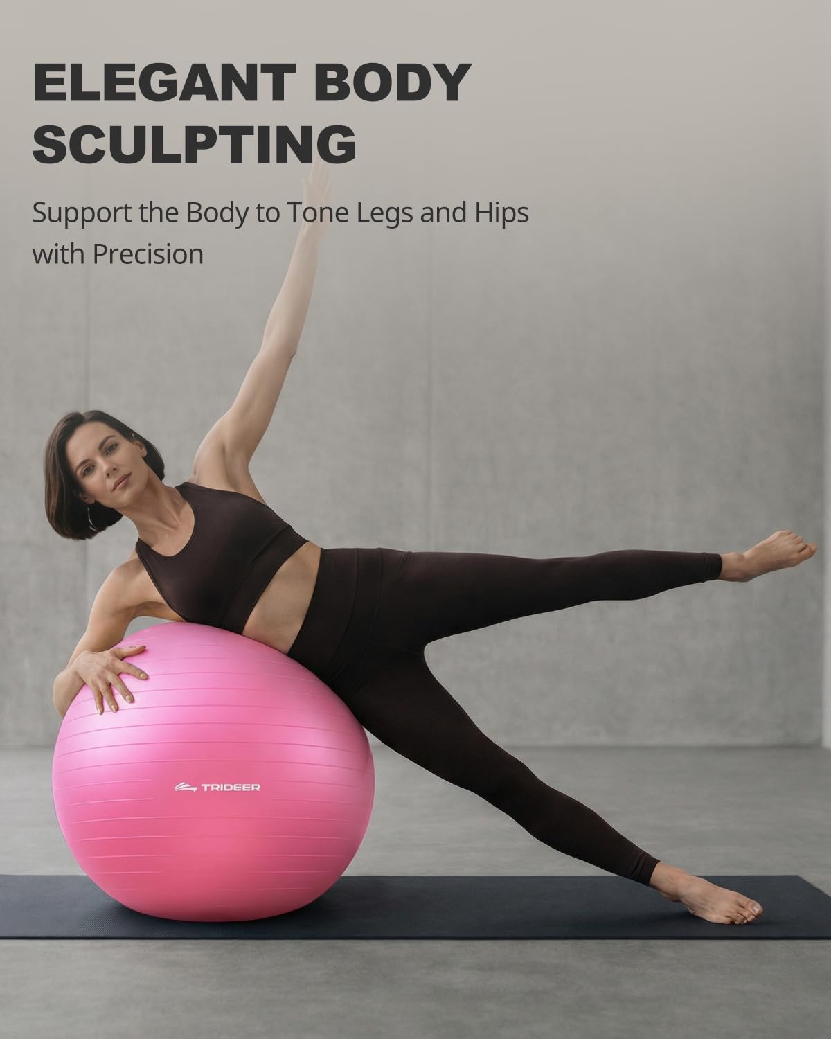 Exercise Ball for Yoga, Pilates & Core – Anti-Burst Stability Ball with Quick Pump
