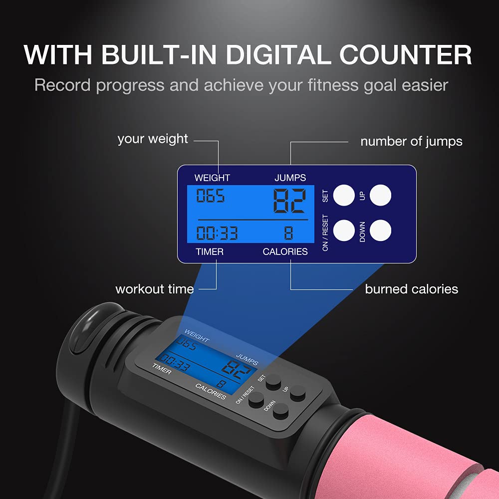 Jump Rope with Counter – Adjustable Speed Skipping Rope with Ball Bearings