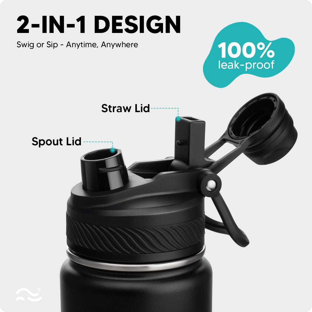 Insulated Water Bottle with Silicone Boot – 24 oz, Cold 36 Hrs / Hot 18 Hrs