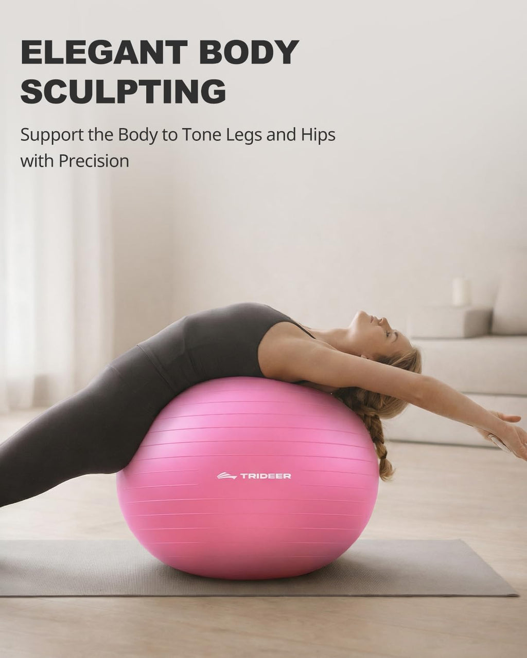Exercise Ball for Yoga, Pilates & Core – Anti-Burst Stability Ball with Quick Pump