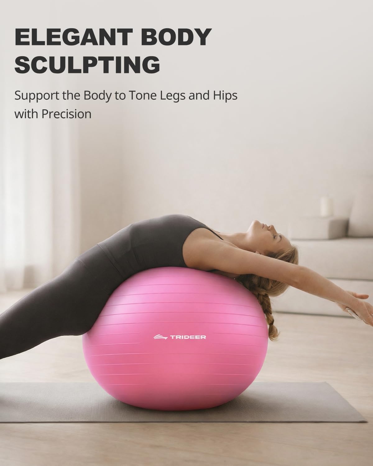 Exercise Ball for Yoga, Pilates & Core – Anti-Burst Stability Ball with Quick Pump
