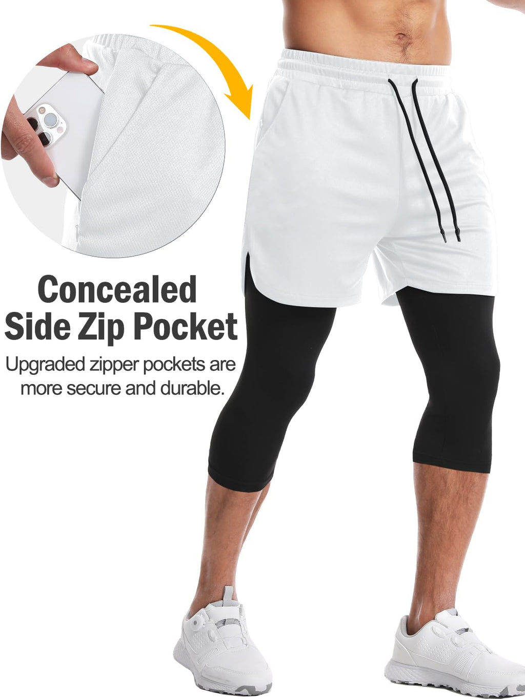 Men's 2-in-1 Running Pants – Gym Workout Compression Training Tights