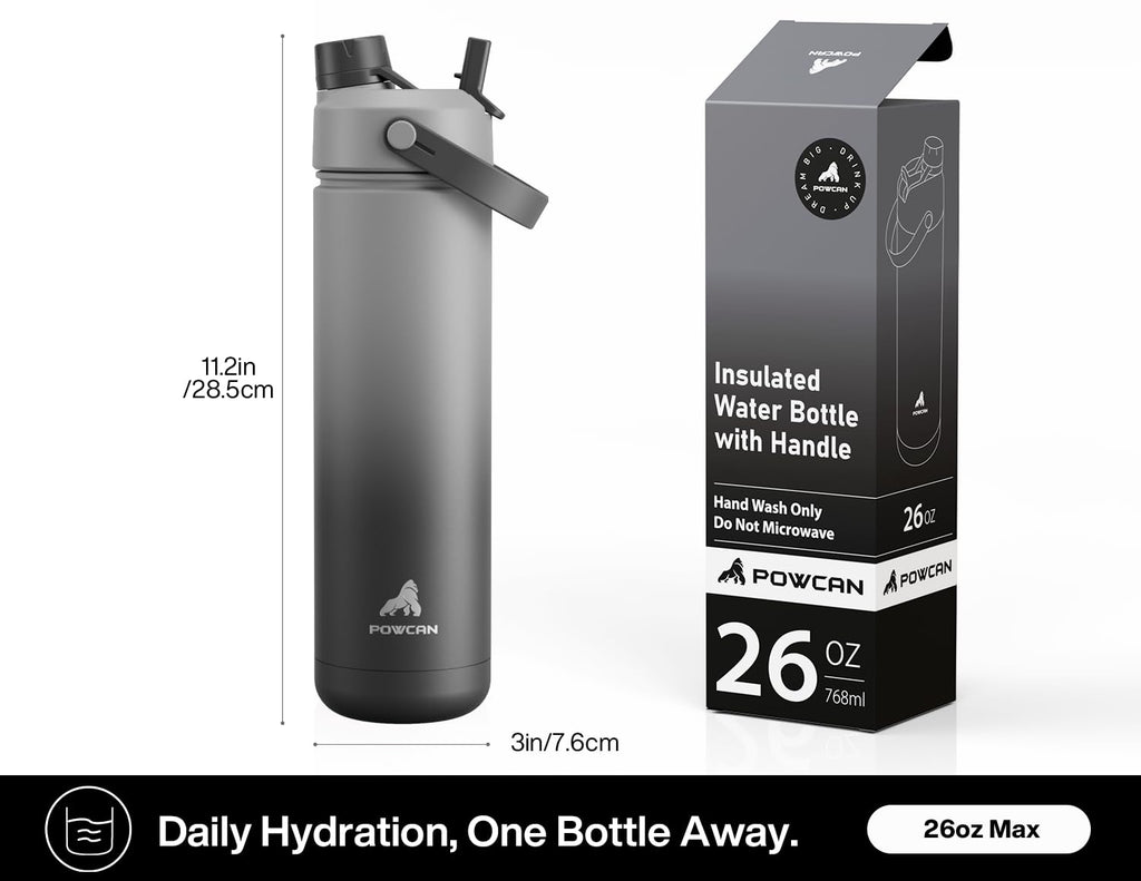 40 oz Insulated Water Bottle – 2-in-1 Straw & Spout Lid, Keeps Cold 24 Hours