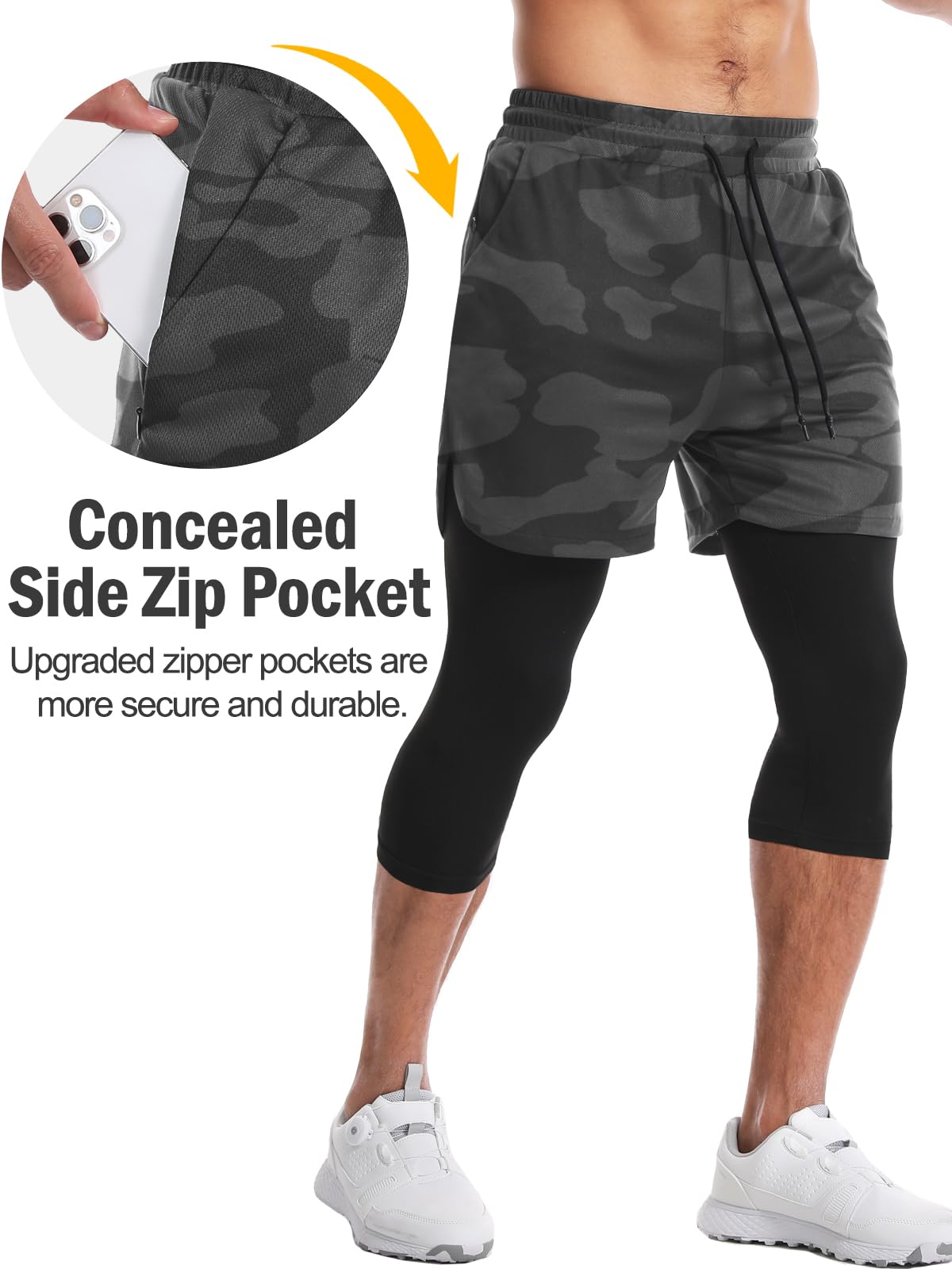 Men's 2-in-1 Running Pants – Gym Workout Compression Training Tights