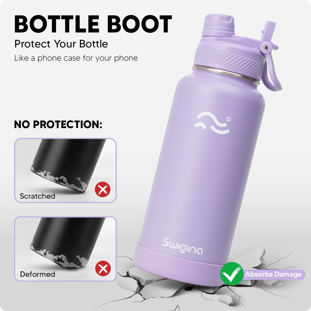 Insulated Water Bottle with Silicone Boot – 24 oz, Cold 36 Hrs / Hot 18 Hrs