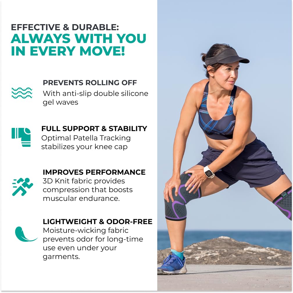 Compression Knee Brace (2-Pack) – Support Sleeves for Workouts & Joint Pain Relief