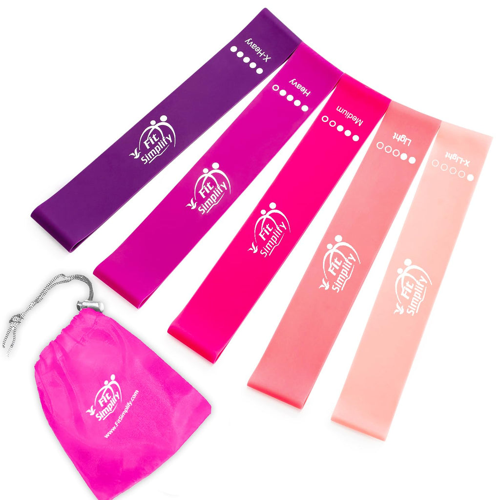 Resistance Loop Bands Set of 5 – Exercise Bands with Guide & Carry Bag