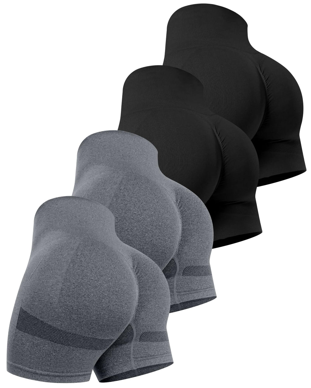 Women's High-Waisted Workout Shorts Set – Butt-Lifting Seamless Gym Shorts (4-Pack)