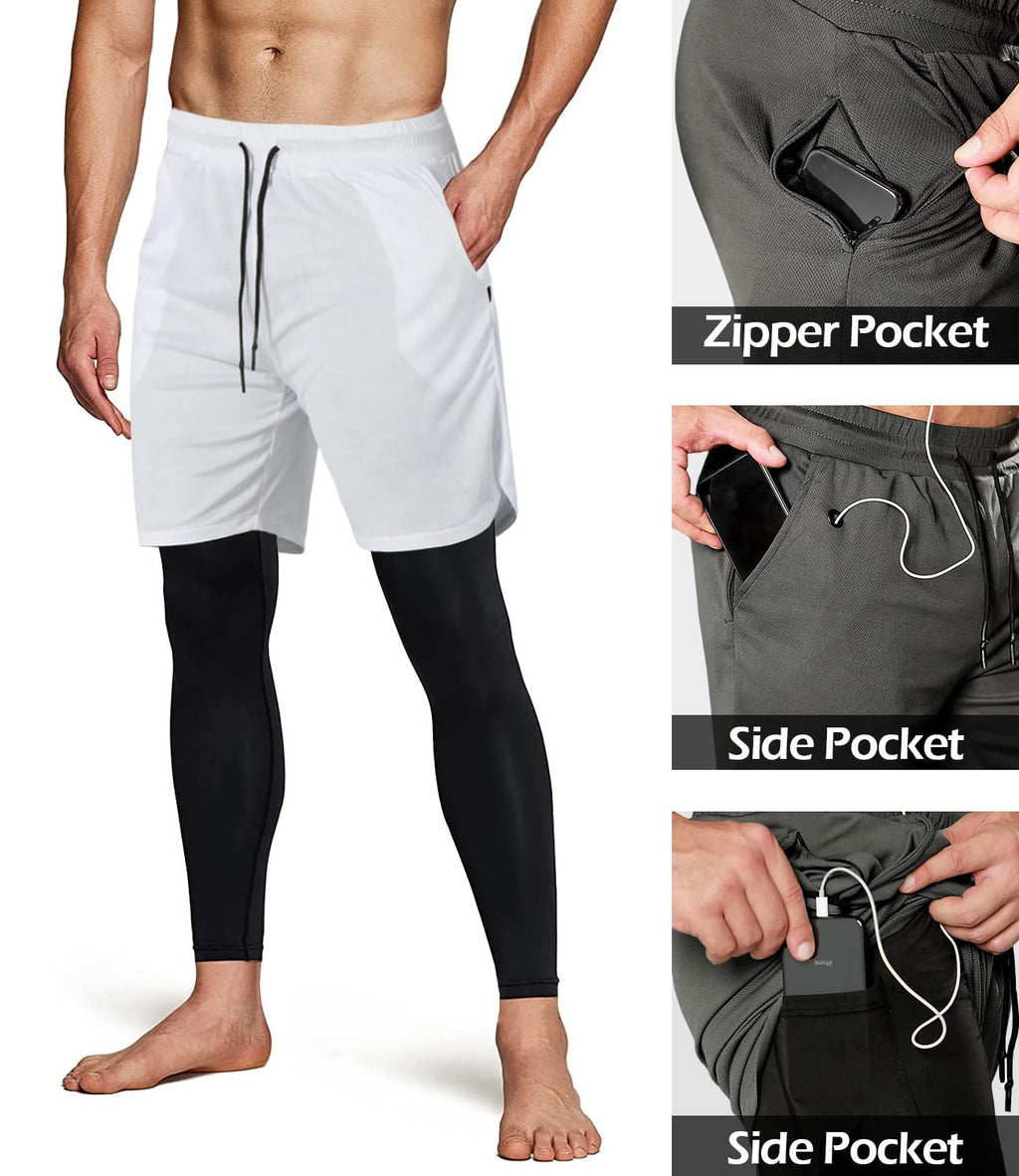 Men's 2-in-1 Running Pants – Gym Workout Compression Training Tights