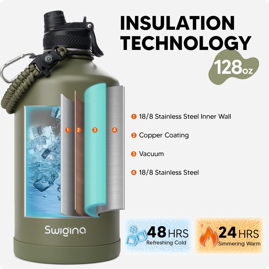 Insulated Water Bottle with Silicone Boot – 24 oz, Cold 36 Hrs / Hot 18 Hrs