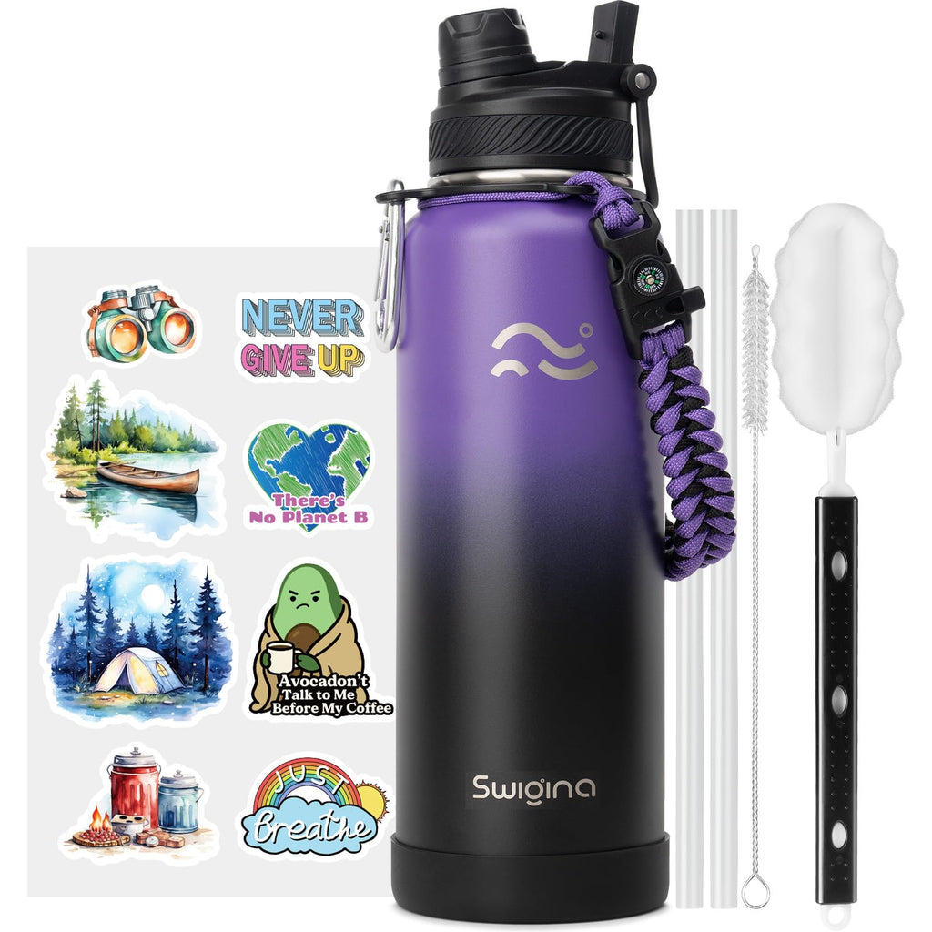 Insulated Water Bottle with Silicone Boot – 24 oz, Cold 36 Hrs / Hot 18 Hrs