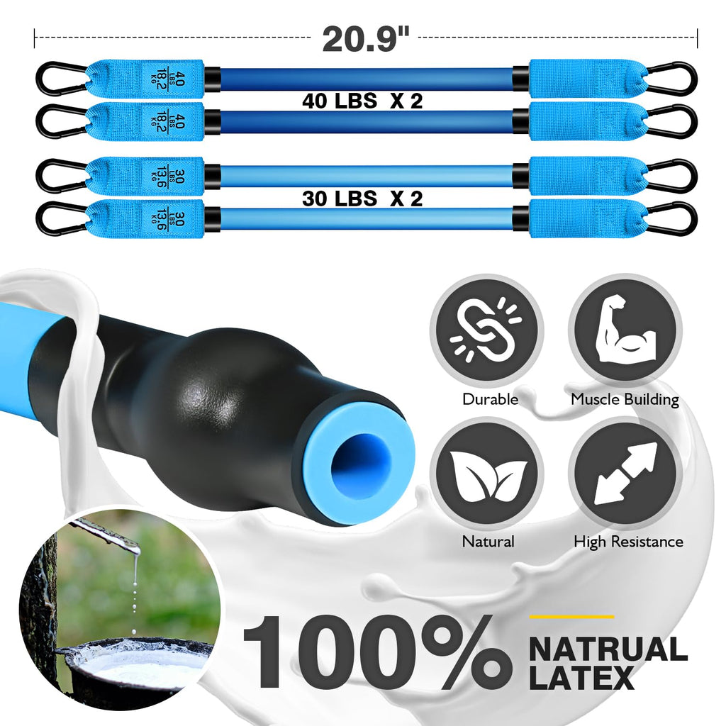Pilates Bar Kit with Resistance Bands – Adjustable 3-Section Home Workout Set