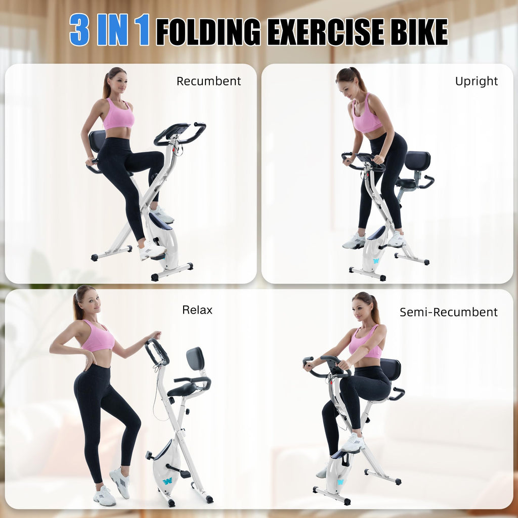 5-in-1 Foldable Exercise Bike – 16-Level Magnetic Indoor Cycling Bike, 350 lb Capacity