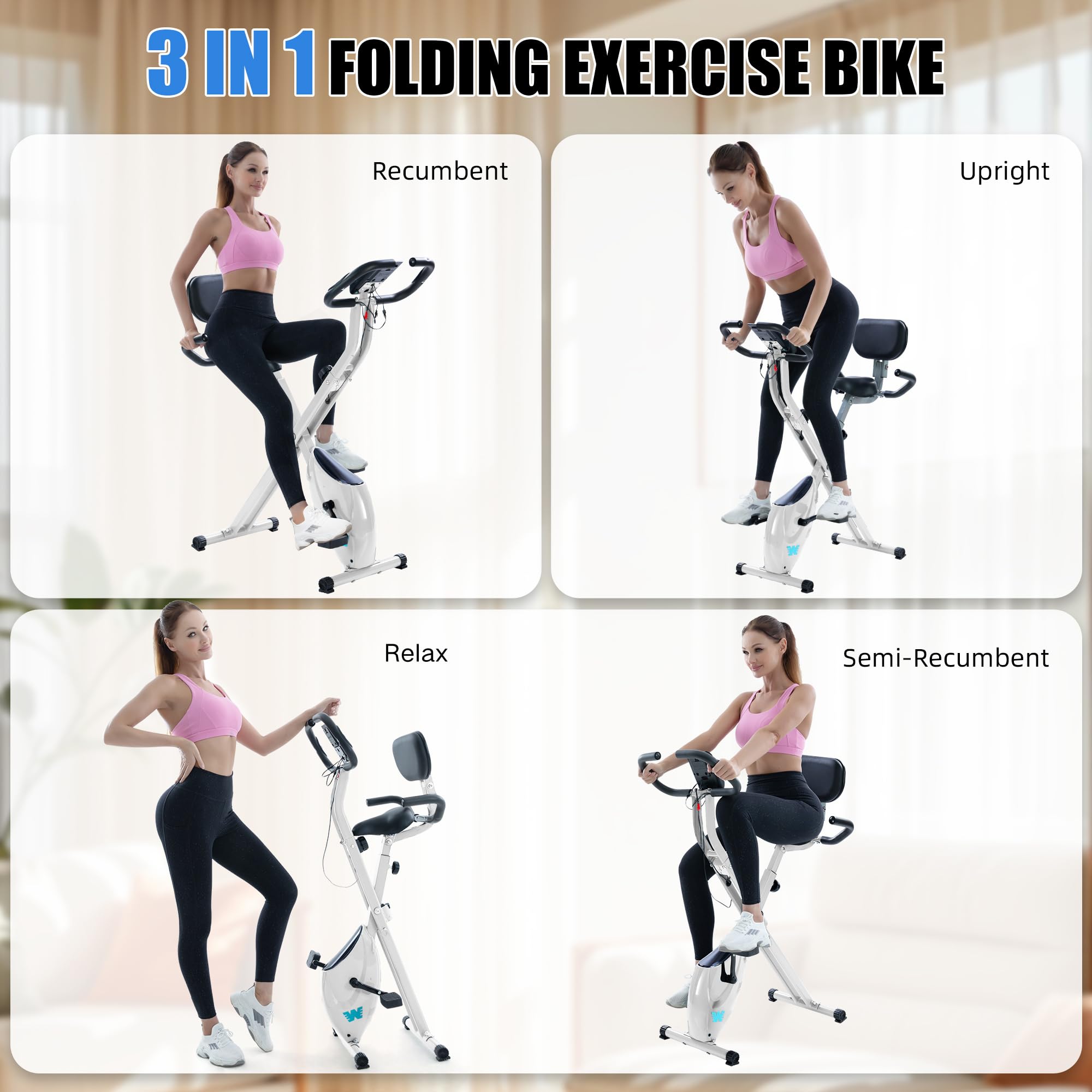 5-in-1 Foldable Exercise Bike – 16-Level Magnetic Indoor Cycling Bike, 350 lb Capacity