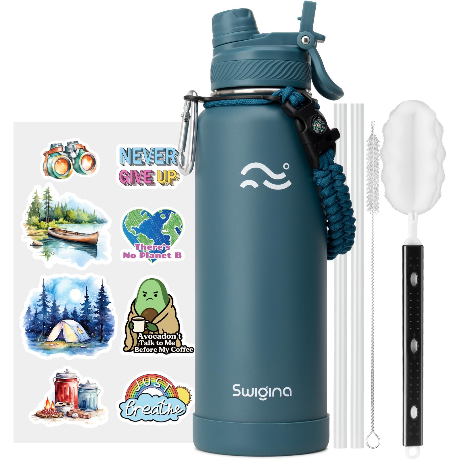Insulated Water Bottle with Silicone Boot – 24 oz, Cold 36 Hrs / Hot 18 Hrs